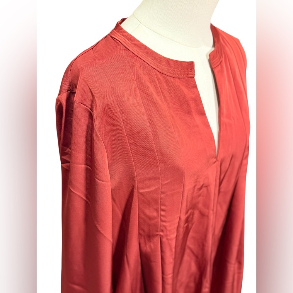 NWT - Banana Republic Split-Neck Swing Mini Dress in Embers Red Size Medium - Picture 6 of 9